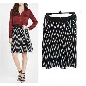 ⭐Pink Tartan Womens Size S Knit Skirt Chevron Black White Zig Zag Pattern Zip⭐